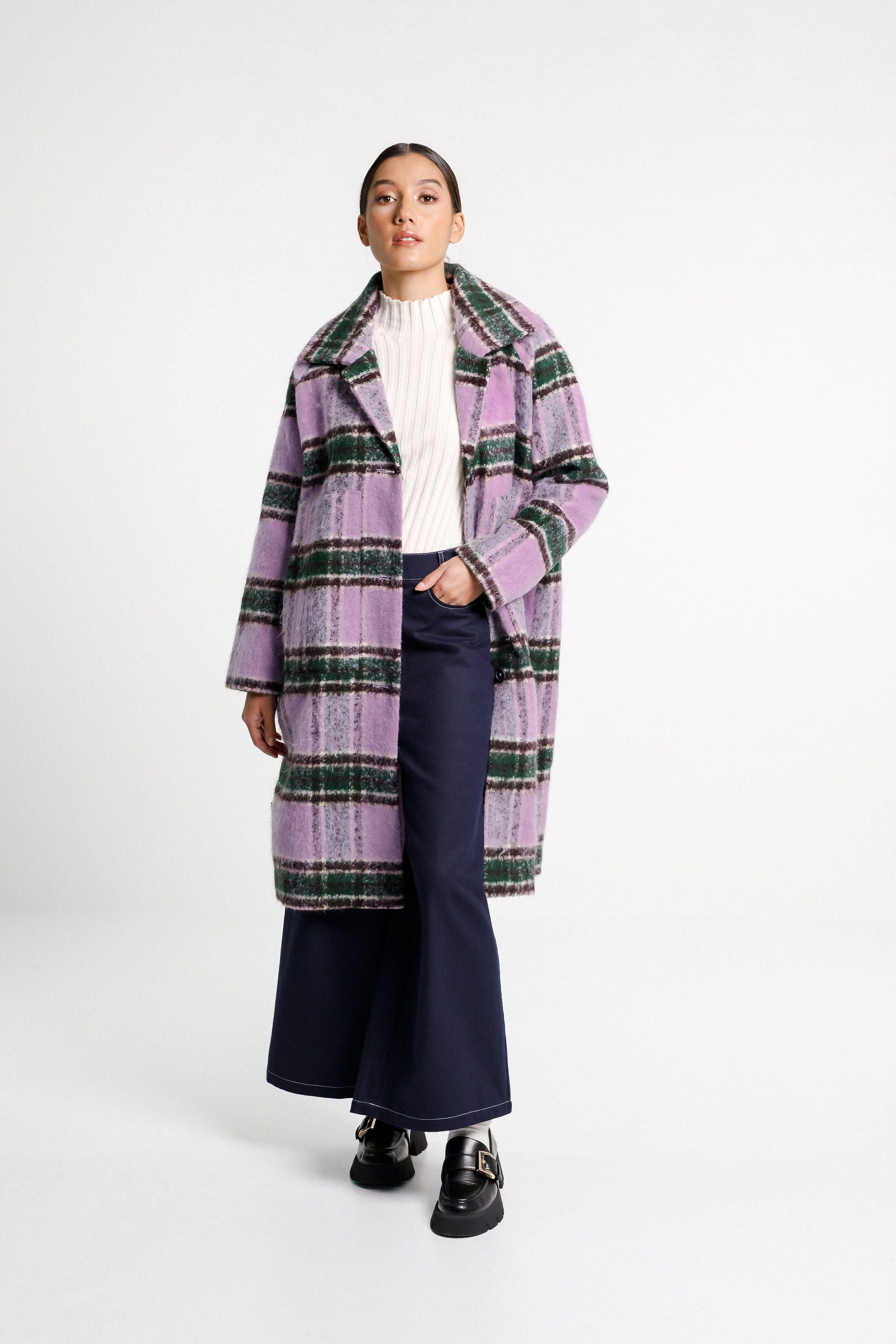 Quinn Coat - Lavendar Plaid