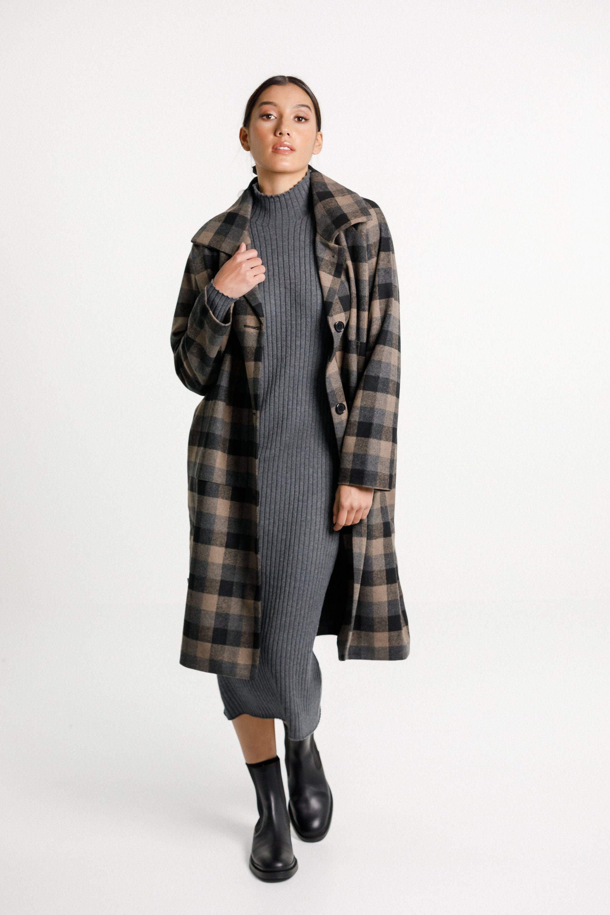 Turtle Neck Dress - Ash