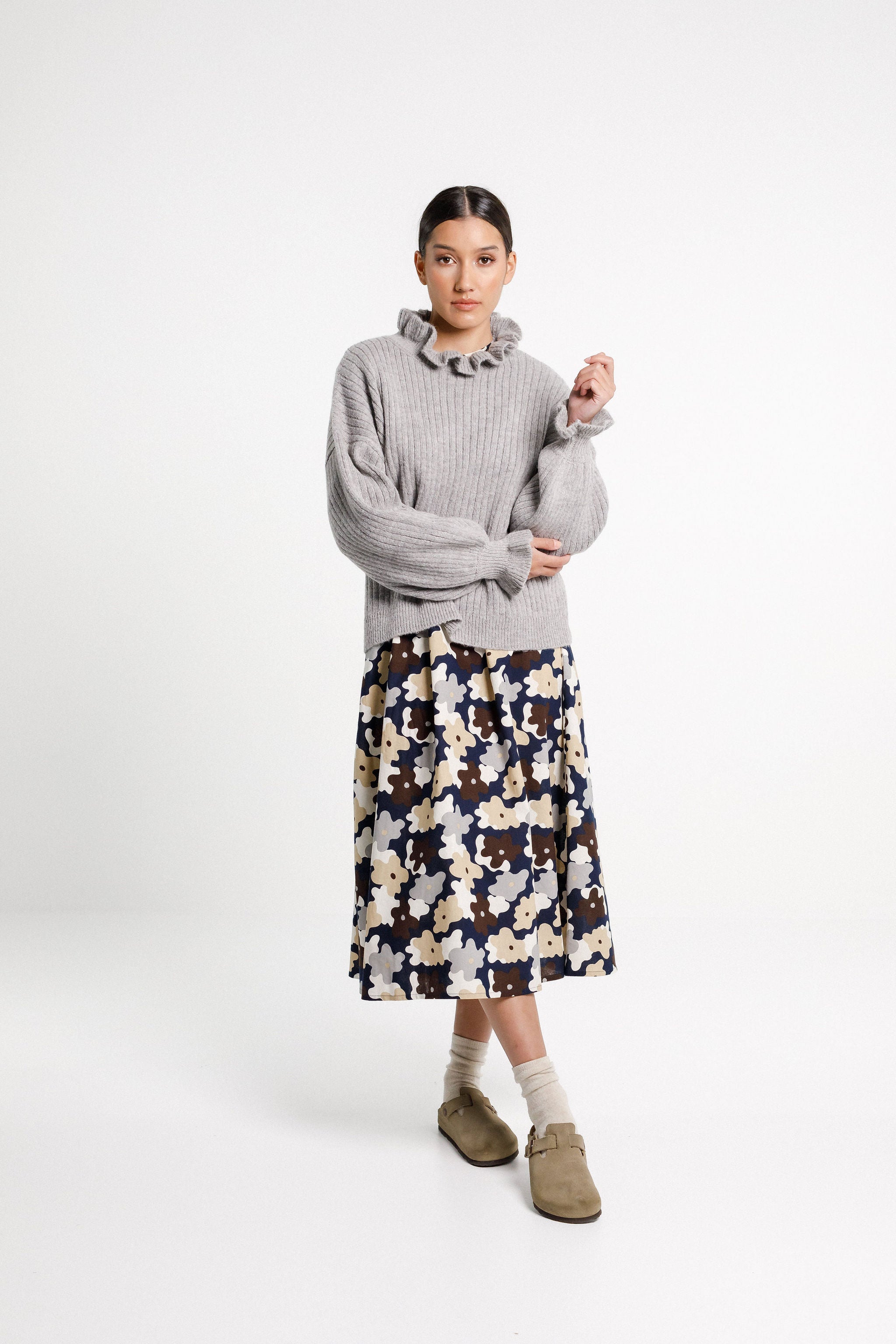 Ruffle Emma Jumper - Grey