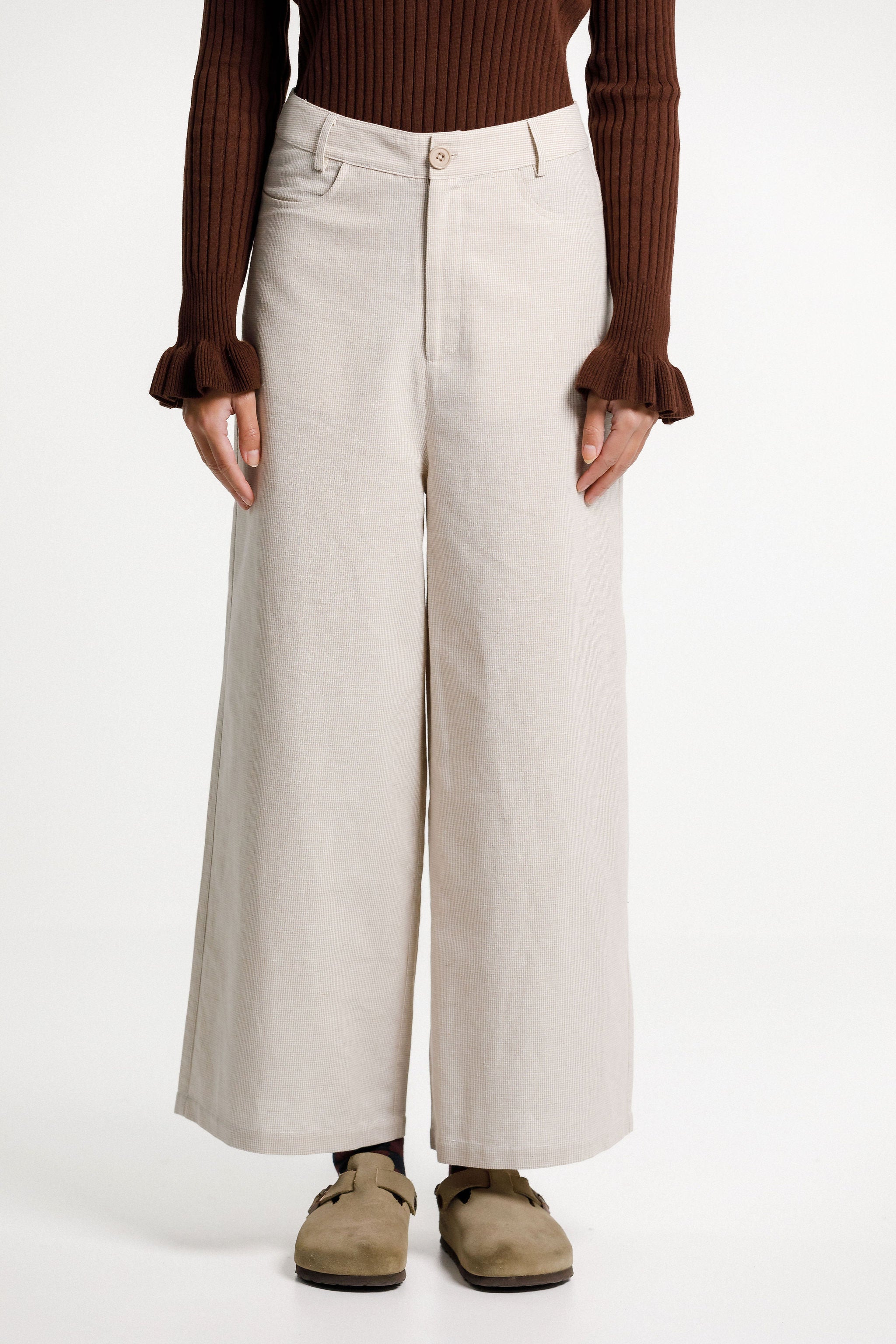 Peggy Pant - Cream Latte Check