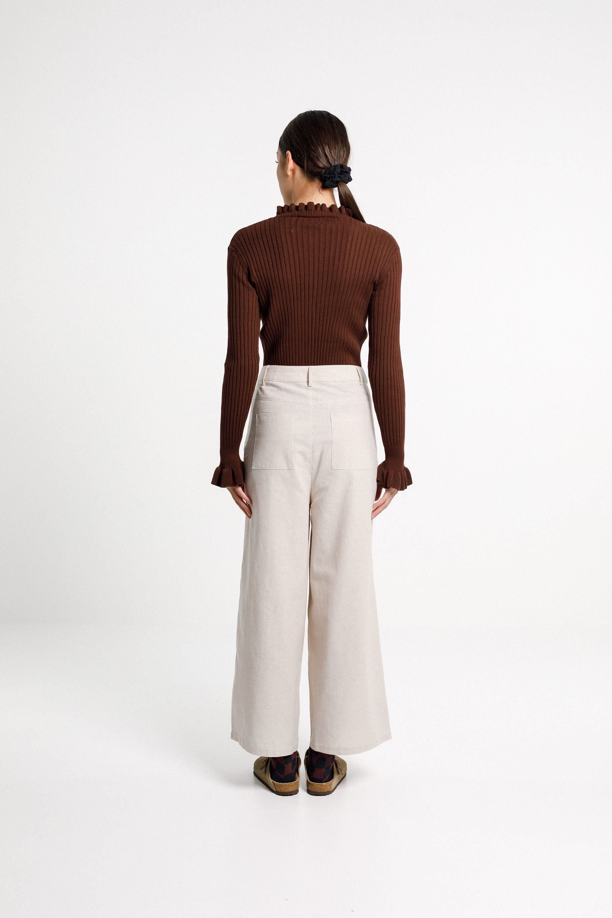 Peggy Pant - Cream Latte Check