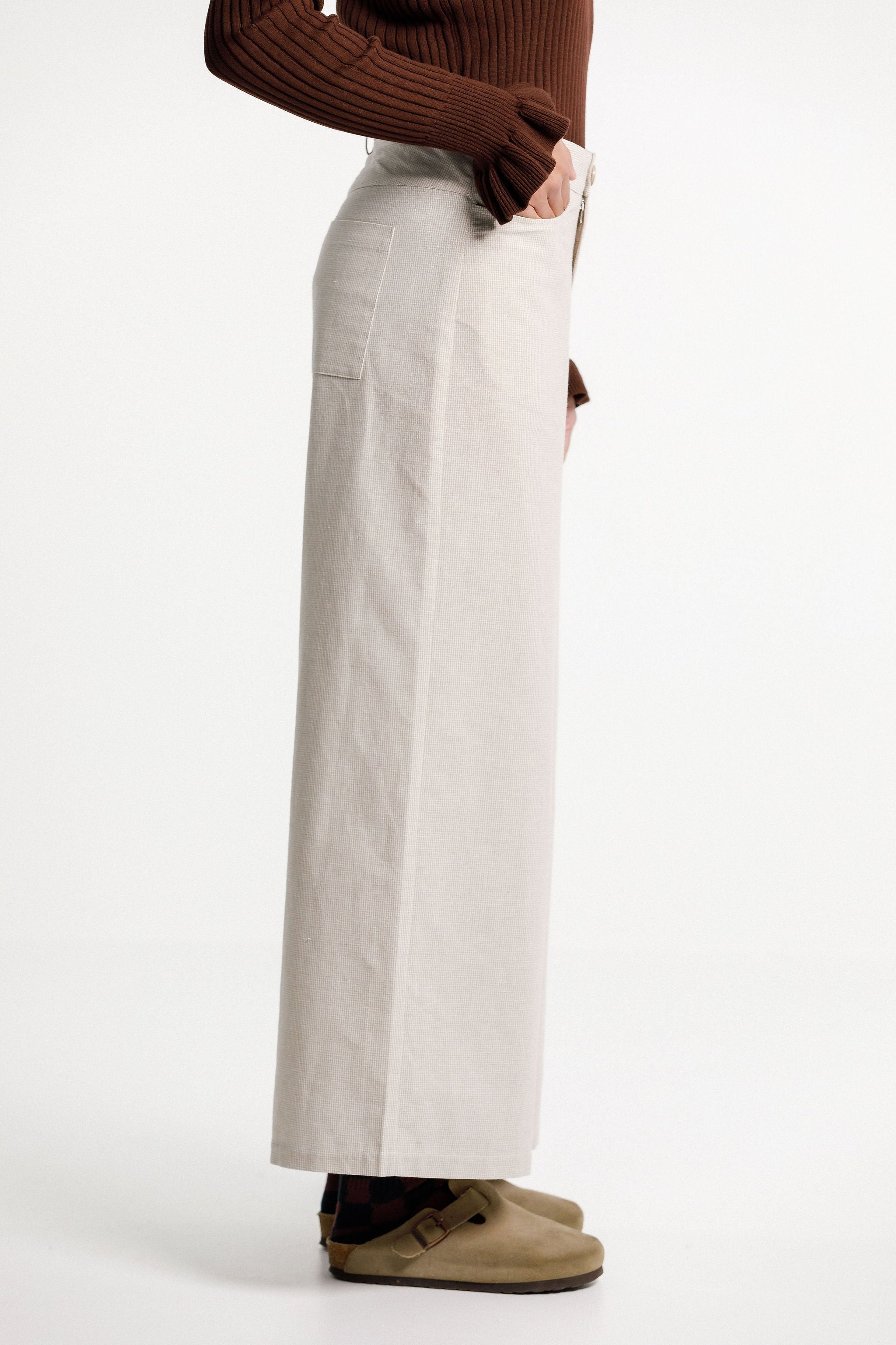 Peggy Pant - Cream Latte Check