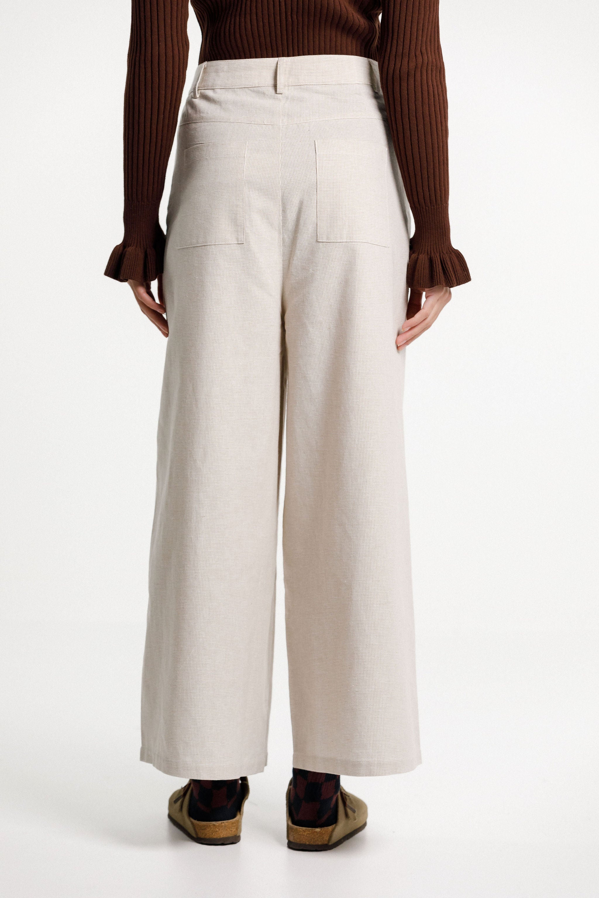 Peggy Pant - Cream Latte Check